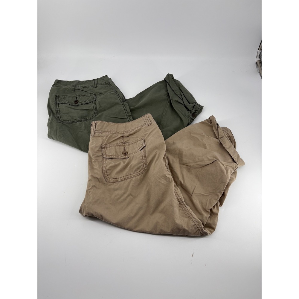Lot of 2 Sonoma Life + Style Cargo Capri Pants Women Size 16 Khaki Tan Camping - Picture 1 of 15